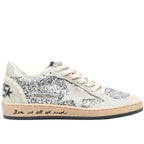 Golden Goose Ball Star trainers in silver glitter with ice-gray suede inserts