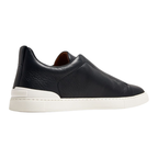 Zegna Navy Blue Deerskin Triple Stitch