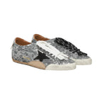 Women's True-Star in silver sequins with black star and silver leather heel tab