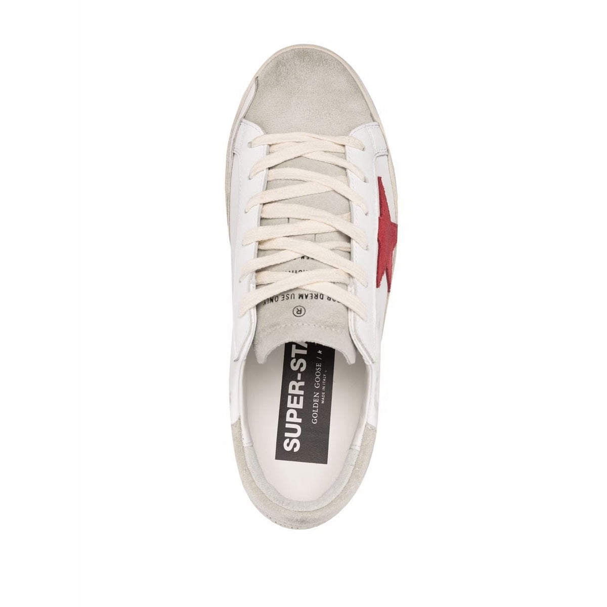 GOLDEN GOOSE Superstar red suede star and grey heels tab
