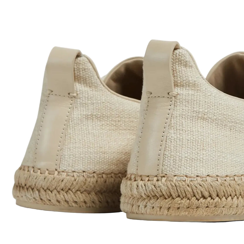 ZEGNA Beige Suede Triple Stitch Espadrilles Beige