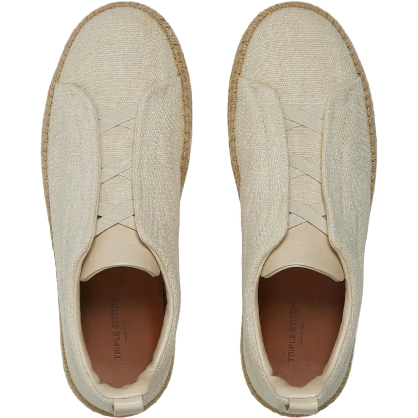 ZEGNA Beige Suede Triple Stitch Espadrilles Beige