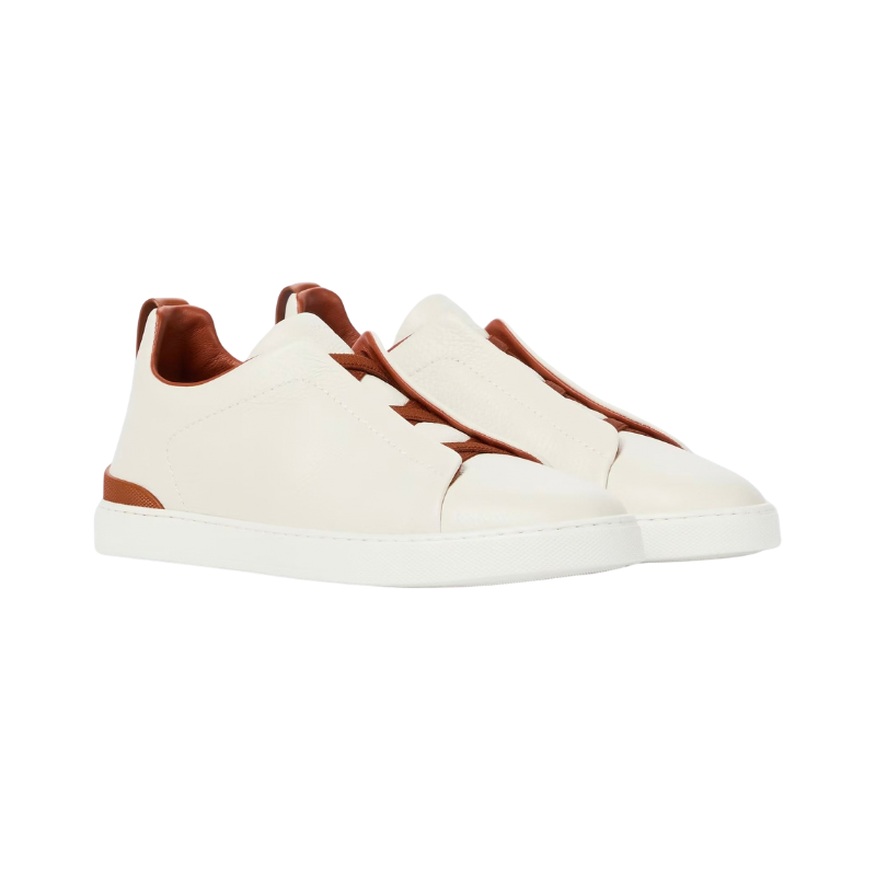 Zegna Triple Stitch leather sneakers White Deerskin