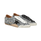 Golden Goose True-Star in silver sequins with black star and silver leather heel tab(Women's)