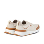 Brunello Cucinelli Techno Cotton Knit Runners With Heat-Bonded Details Biege