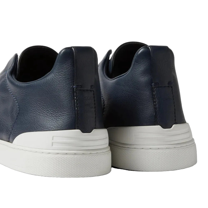 Zegna Triple Stitch Leather Blue sneakers