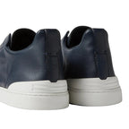Zegna Triple Stitch Leather Blue sneakers