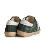 Golden Goose Super-Star trainers in green suede with silver metallic leather star and leather heels tab