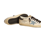 Golden goose Super-Star in nappa leather with light blue suede star and gray leather heel tab