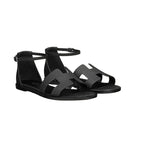 Hermès Santorini Sandals Étoupe Black