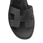 Hermès Santorini Sandals Étoupe Black