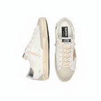 Women's Super-Star with gold glitter star and ice-gray suede inserts