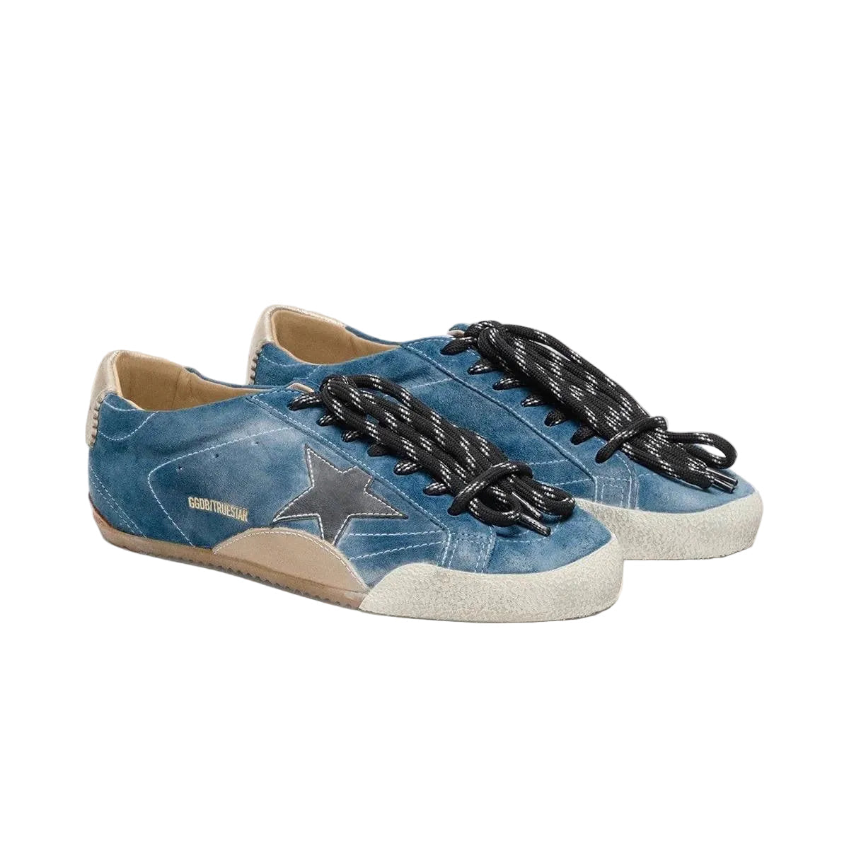 Golden Goose True-Star in teal suede with black star and cream heel tab(Women's)