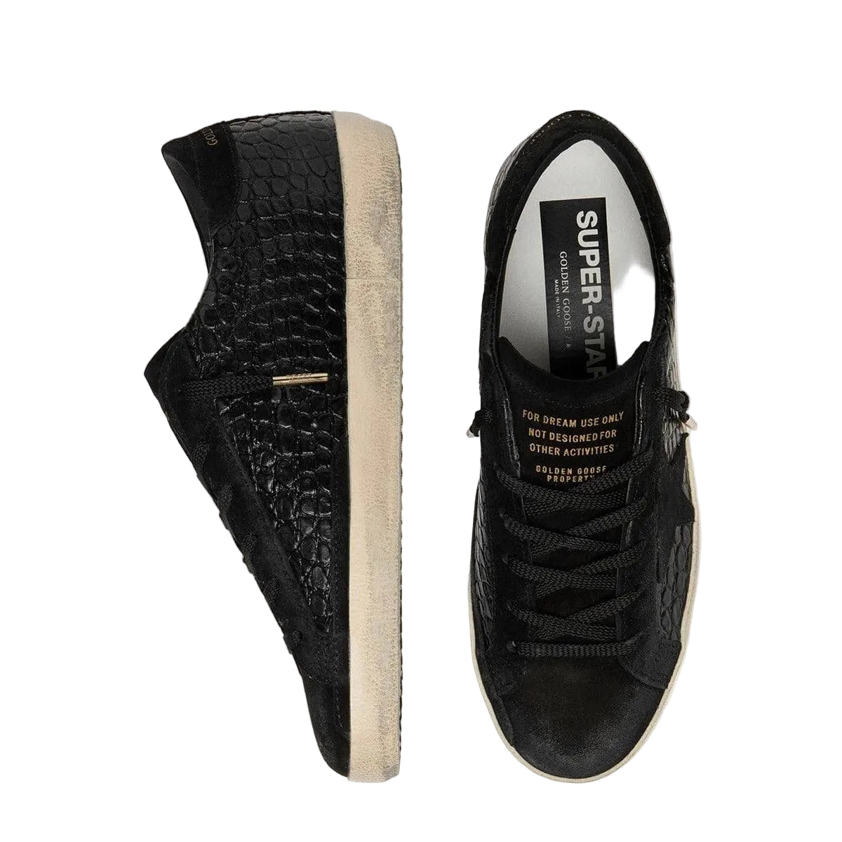 Golden Goose Super-Star LTD in crocodile-print leather with black suede inserts
