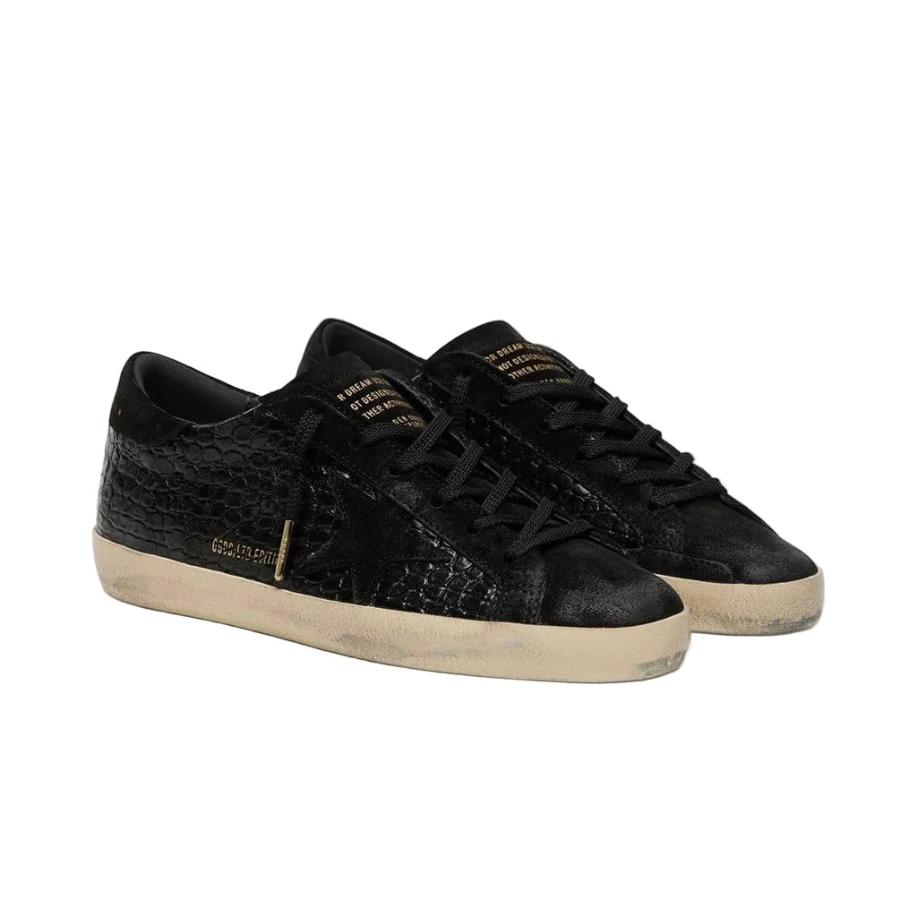Golden Goose Super-Star LTD in crocodile-print leather with black suede inserts