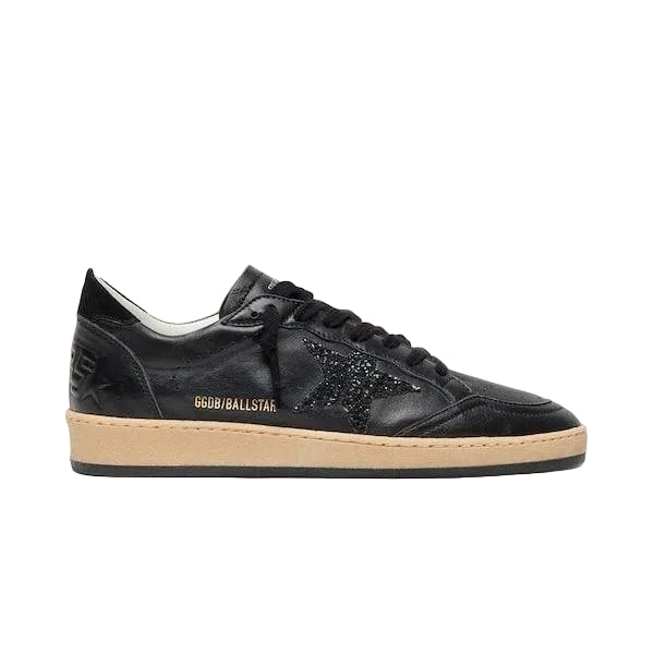Golden Goose Ball Star trainers in black nappa with black glitter star and suede heels tab)