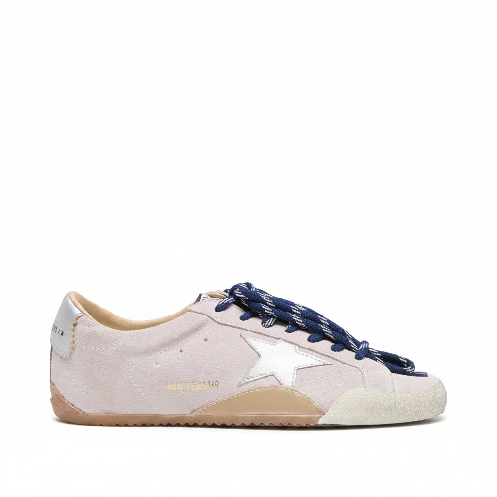 Women's True-Star in pastel pink suede with silver star and heel tab