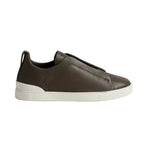 ZEGNA Triple Stitch SECONDSKIN Leather Sneakers Dark Taupe