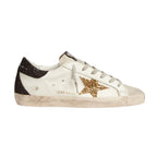 Golden Goose Super-Star in nappa leather with gold glitter star and black glitter heel tab(Women's)