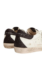 Golden Goose Super-Star in nappa leather with gold glitter star and black glitter heel tab(Women's)