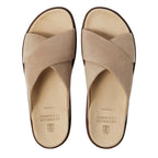 Brunello Cucinelli Biege Suede Crossover Sandals