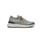 Brunello Cucinelli Techno Cotton Knit Runners With Heat-Bonded Details Silver