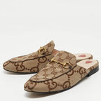 Gucci Beige/Brown GG Canvas Princetown Flat Mules