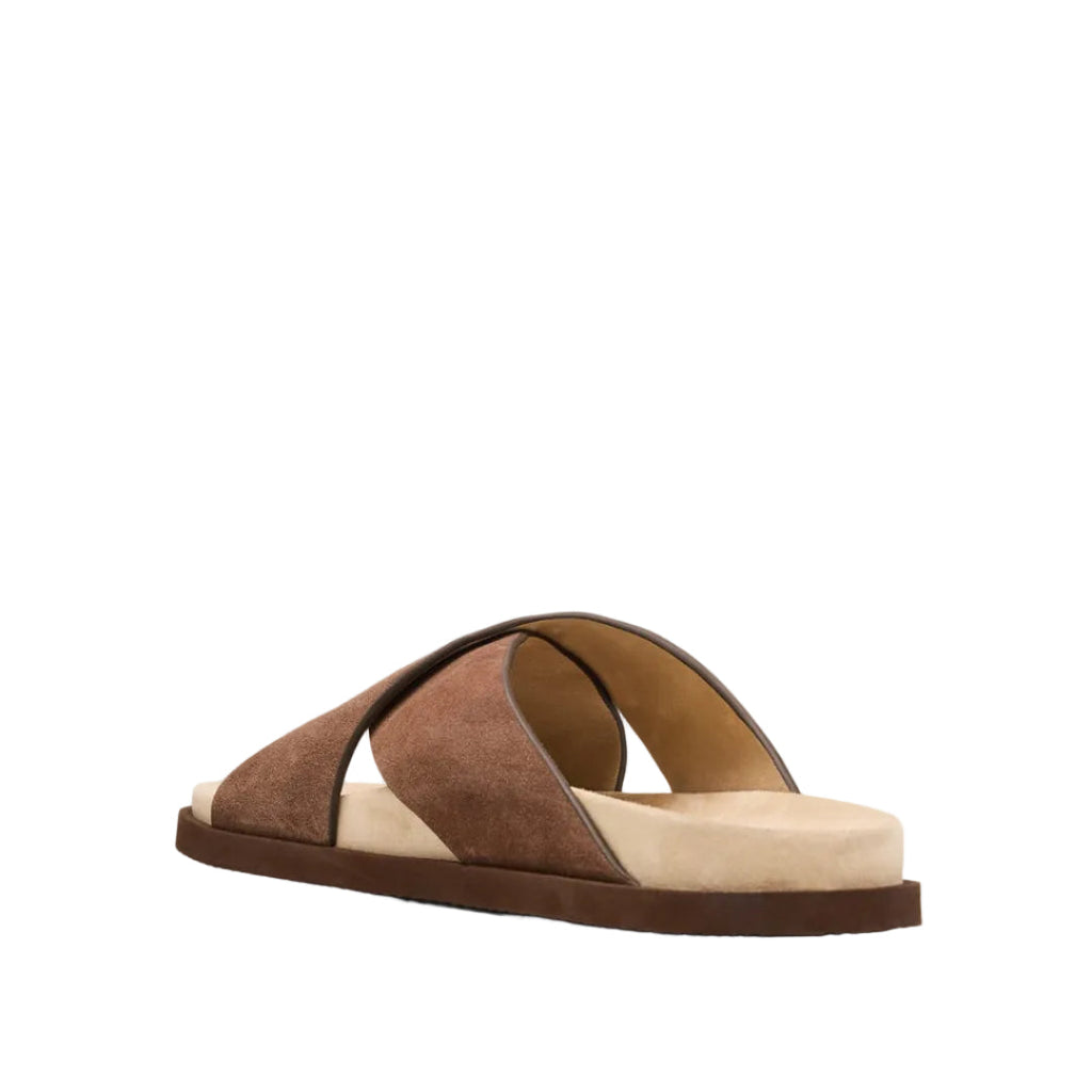 Brunello Cucinelli Brown Suede Crossover Sandals