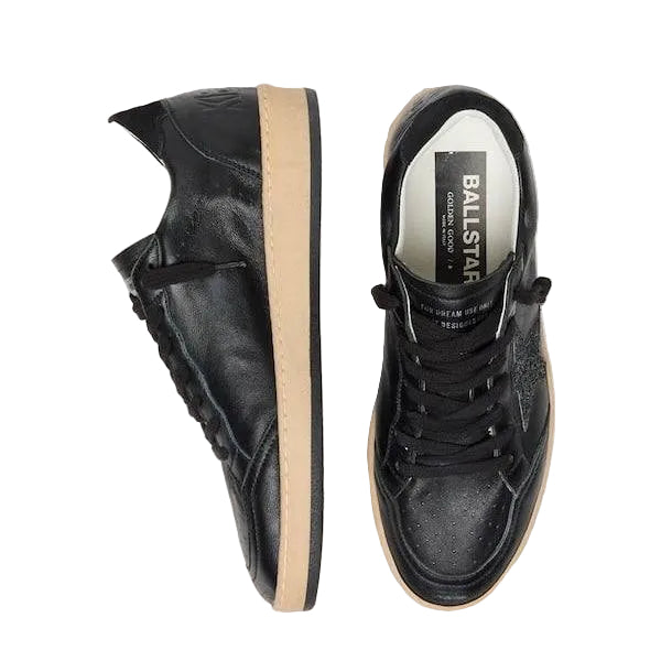 Golden Goose Ball Star trainers in black nappa with black glitter star and suede heels tab)
