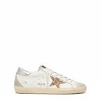 Women's Super-Star with gold glitter star and ice-gray suede inserts