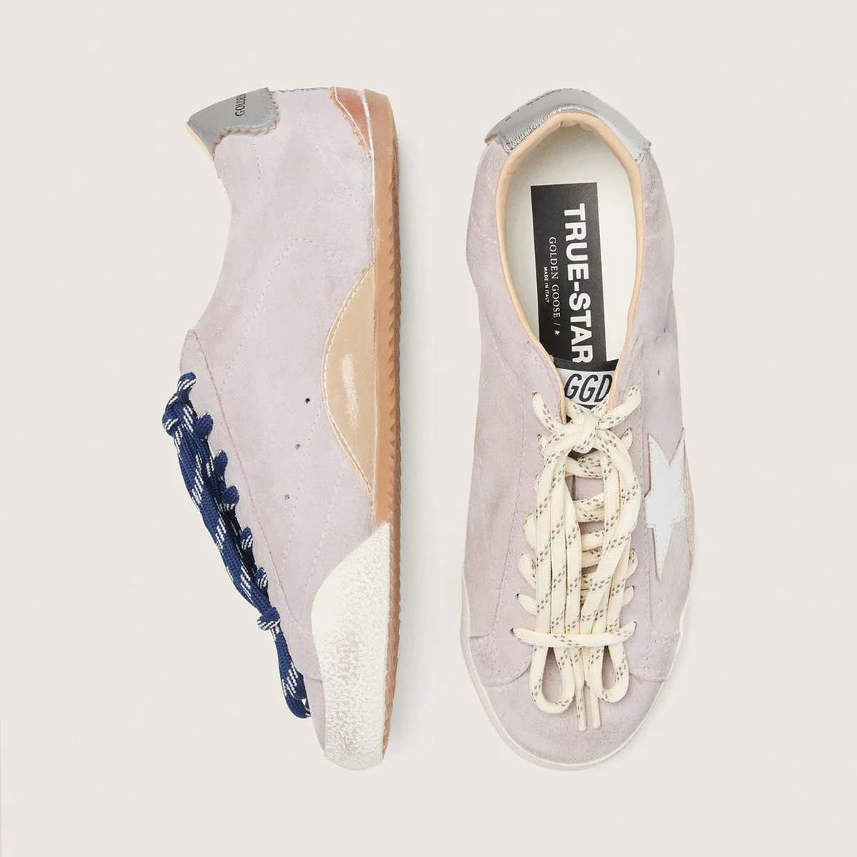Women's True-Star in pastel pink suede with silver star and heel tab