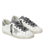 Golden Goose Super Star trainers with silver glitter heels tab