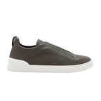 Zegna Triple Stitch Leather Grey sneakers.