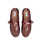 ALAÏA Fishnet Ballet Flats Maroon